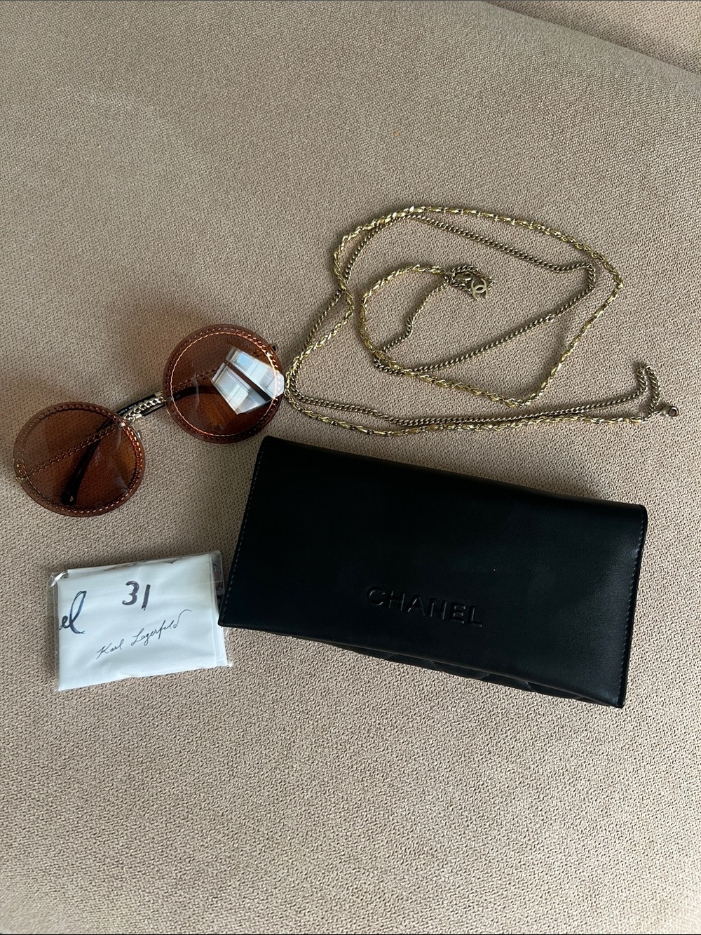 CHANEL 4245 Round Brown Tinted Sunglasses with Gold Chanel Chain - Picture 8 of 11